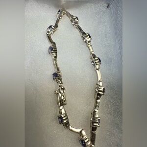 VintageTanzanite Bracelet stirrup links, 925 sterling silver Thailand.
